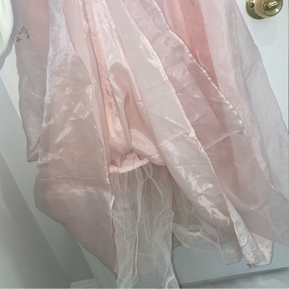 PASTEL PINK PROM DRESS SQUARE NECK SPAGHETTI STRAP EMBELLISHED - Picture 10 of 10